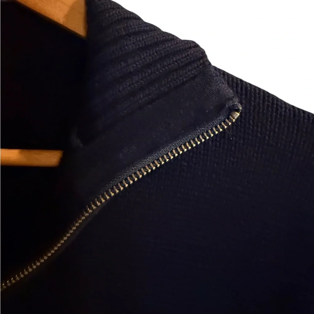 J. Crew Heritage Men's Navy quarter zip cotton sweater.